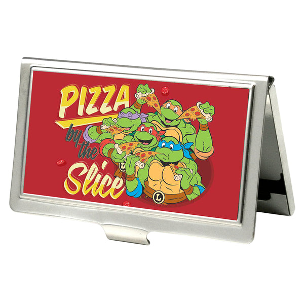 Buckle-Down Business Card Holder - SMALL - Classic TMNT Turtles Pose16 PIZZA BY THE SLICE FCG Reds Yellows