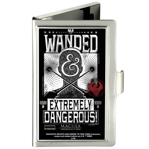 Buckle-Down Business Card Holder - SMALL - FANTASTIC BEASTS AND WHERE TO FIND THEM Bust Silhouette WANDED & EXTREMELY DANGEROUS FCG Black White Red