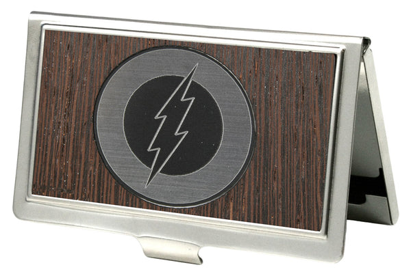 Buckle-Down Business Card Holder - SMALL - Flash Logo Marquetry Black Walnut Metal