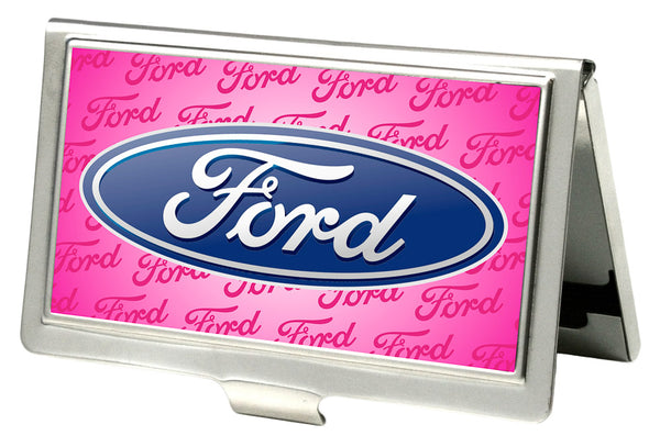 Buckle-Down Business Card Holder - SMALL - Ford Oval w Text FCG Pink