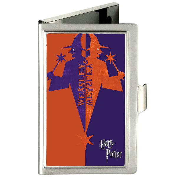 Buckle-Down Business Card Holder - SMALL - Harry Potter WEASLEY & WEASLEY Wizard Logo FCG Orange-Red Purple