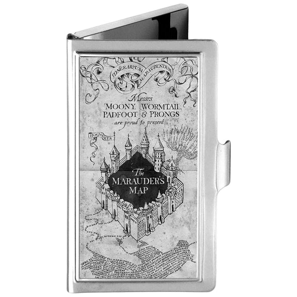 Buckle-Down Business Card Holder - SMALL - Hogwarts School THE MARAUDER'S MAP Brushed Silver/Black