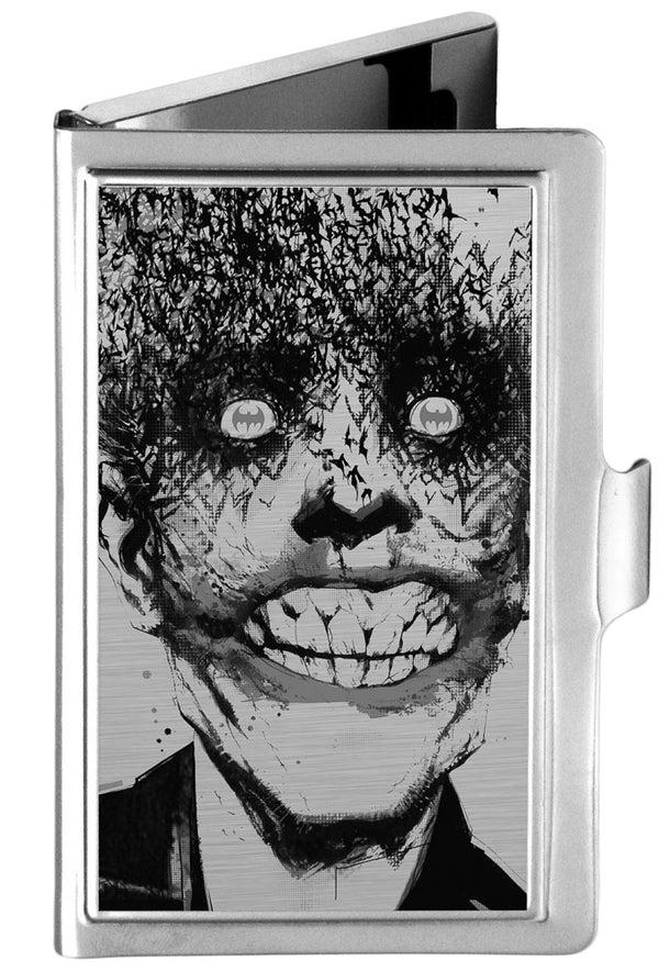 Buckle-Down Business Card Holder - SMALL - Joker Bat Face My Dark Architect Cover Brushed Silver