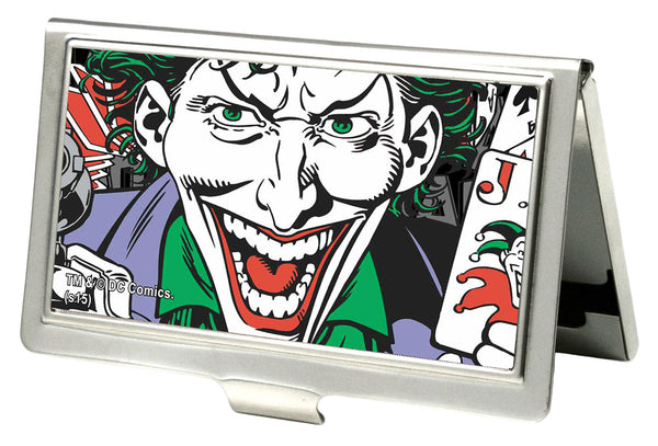 Buckle-Down Business Card Holder - SMALL - Joker Face w Pistol CLOSE-UP FCG