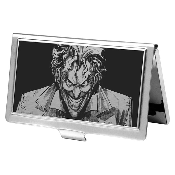 Buckle-Down Business Card Holder - SMALL - Joker Smiling CLOSE-UP Reverse Brushed