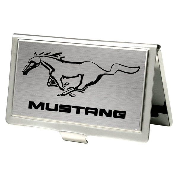 Buckle-Down Business Card Holder - SMALL - Mustang w Text Brushed Silver Black