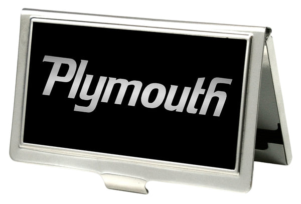 Buckle-Down Business Card Holder - SMALL - PLYMOUTH Text Logo FCG Black Silver Fade