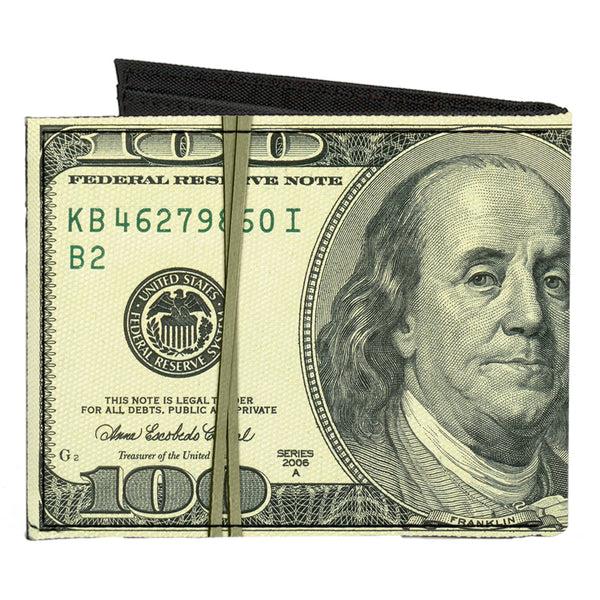 Buckle-Down Canvas Bi-Fold Wallet - 100 Dollar Bill Series 2006 W Rubberband