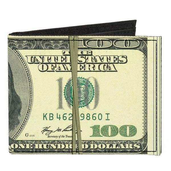 Buckle-Down Canvas Bi-Fold Wallet - 100 Dollar Bill Series 2006 w Rubberband