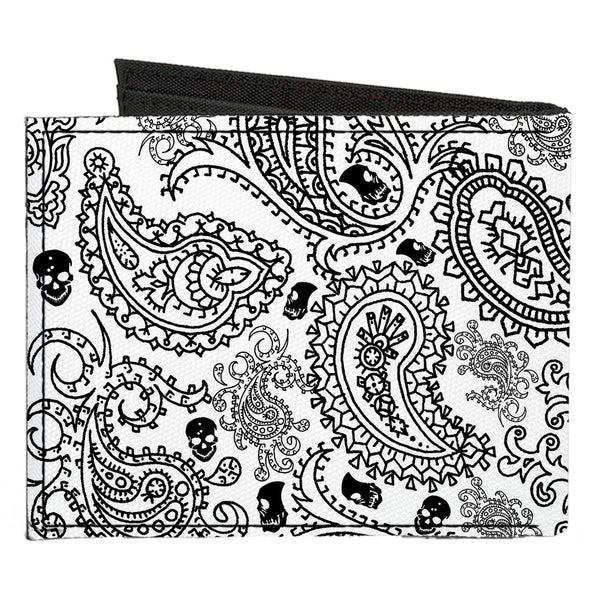 Buckle-Down Canvas Bi-Fold Wallet - Bandana Skulls White Black