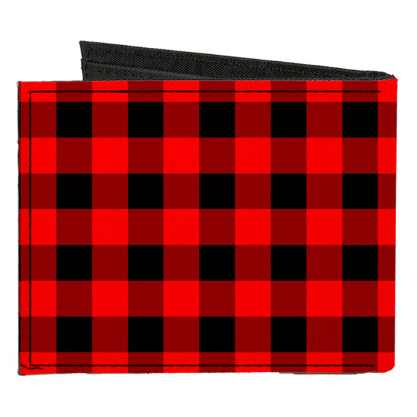 Buckle-Down Canvas Bi-Fold Wallet - Buffalo Plaid Black Red