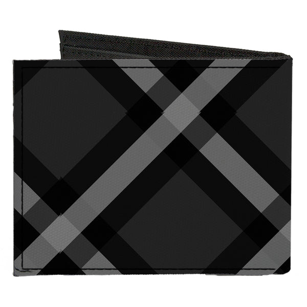 Buckle-Down Canvas Bi-Fold Wallet - Buffalo Plaid X Charcoal Black Gray