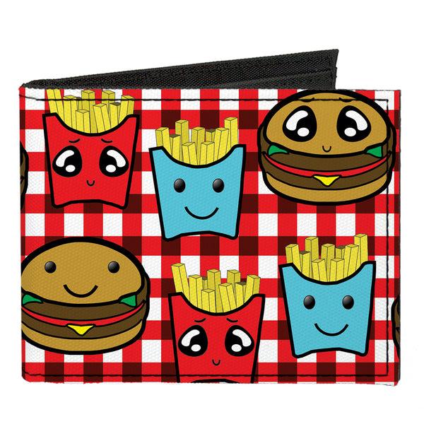 Buckle-Down Canvas Bi-Fold Wallet - Burger & Fries Cartoon