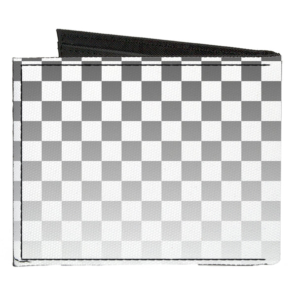 Buckle-Down Canvas Bi-Fold Wallet - Checker Black White Fade Out