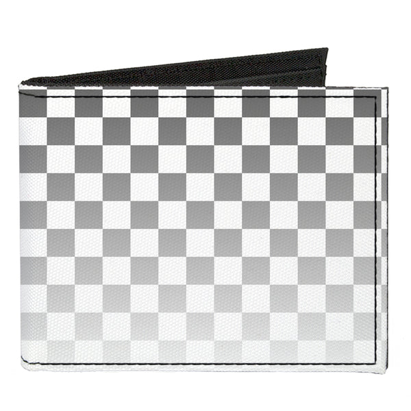 Buckle-Down Canvas Bi-Fold Wallet - Checker Black White Fade Out