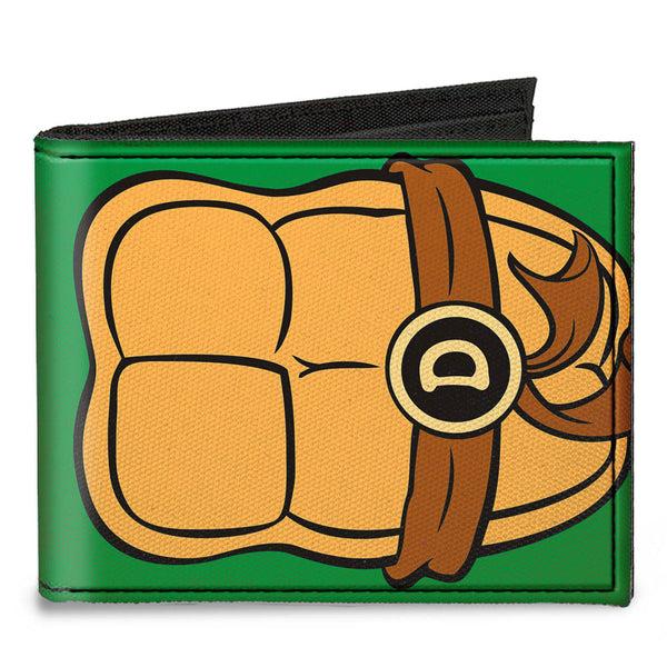 Buckle-Down Canvas Bi-Fold Wallet - Classic TMNT Donatello Turtle Shell Greens Browns