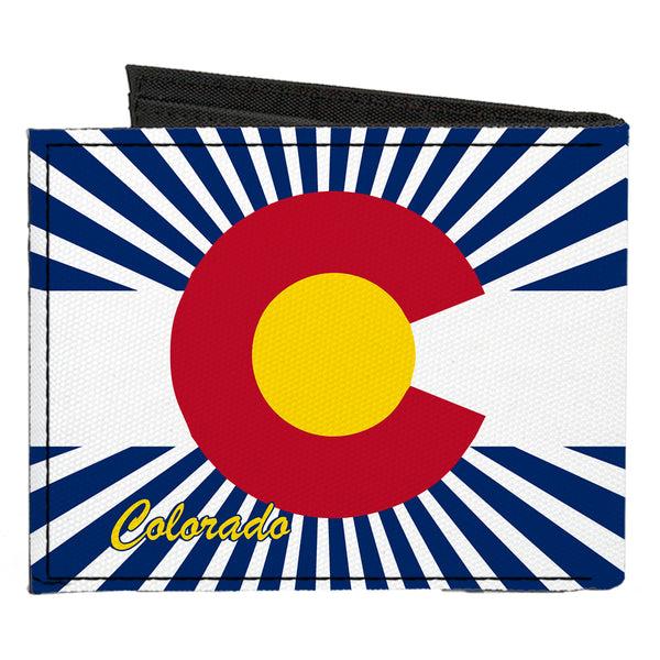 Buckle-Down Canvas Bi-Fold Wallet - Colorado Flag Rays Blue White