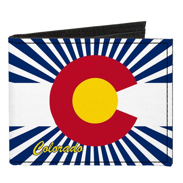 Buckle-Down Canvas Bi-Fold Wallet - Colorado Flag Rays Blue White