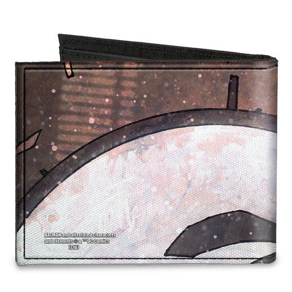 Buckle-Down Canvas Bi-Fold Wallet - Commissioner James Gordon CLOSE-UP Lights Pose Grays