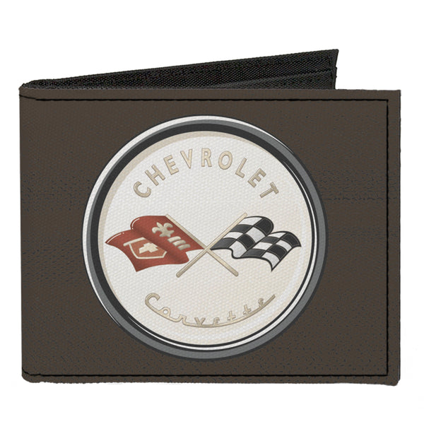 Buckle-Down Canvas Bi-Fold Wallet - Corvette C1 Emblem Charcoal Gray