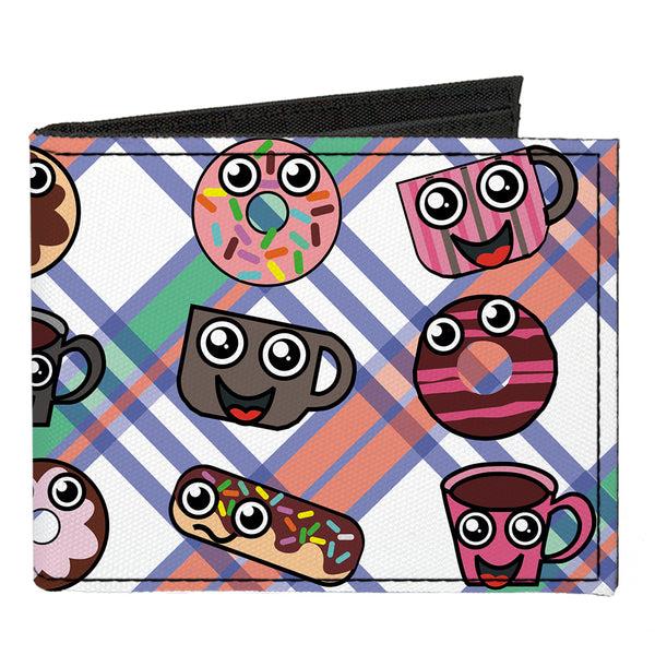Buckle-Down Canvas Bi-Fold Wallet - Donuts & Coffee Cartoon