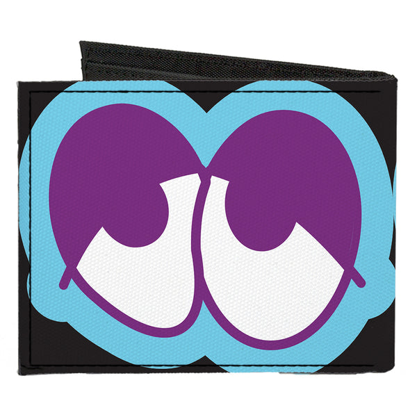 Buckle-Down Canvas Bi-Fold Wallet - Dopey Eyes Black Baby Blue Purple