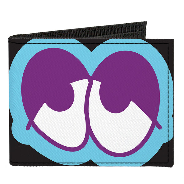 Buckle-Down Canvas Bi-Fold Wallet - Dopey Eyes Black Baby Blue Purple