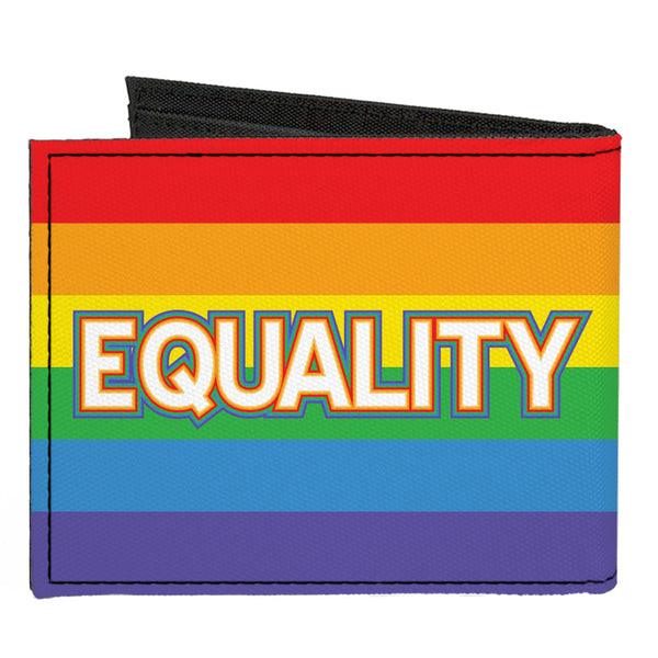 Buckle-Down Canvas Bi-Fold Wallet - EQUALITY Stripe Rainbow White