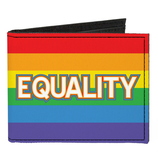 Buckle-Down Canvas Bi-Fold Wallet - EQUALITY Stripe Rainbow White