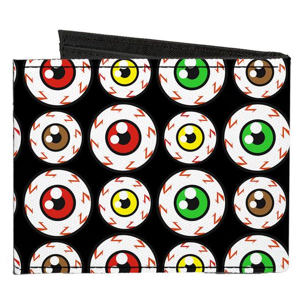 Buckle-Down Canvas Bi-Fold Wallet - Eyeballs Black Multi Color