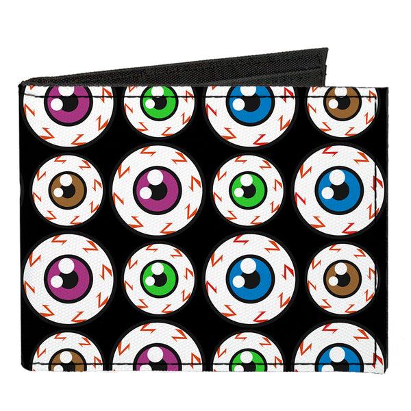 Buckle-Down Canvas Bi-Fold Wallet - Eyeballs Black Multi Color
