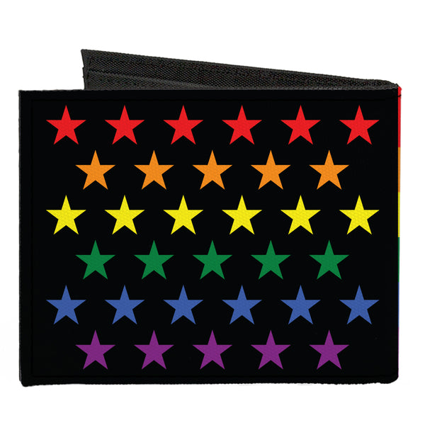 Buckle-Down Canvas Bi-Fold Wallet - Flag American Pride Rainbow Black