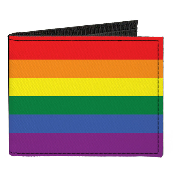 Buckle-Down Canvas Bi-Fold Wallet - Flag American Pride Rainbow Black