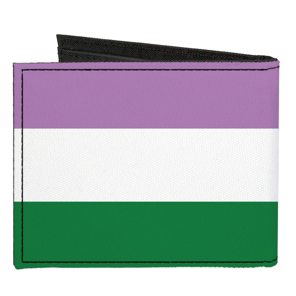 Buckle-Down Canvas Bi-Fold Wallet - Flag Genderqueer Lavender White Green