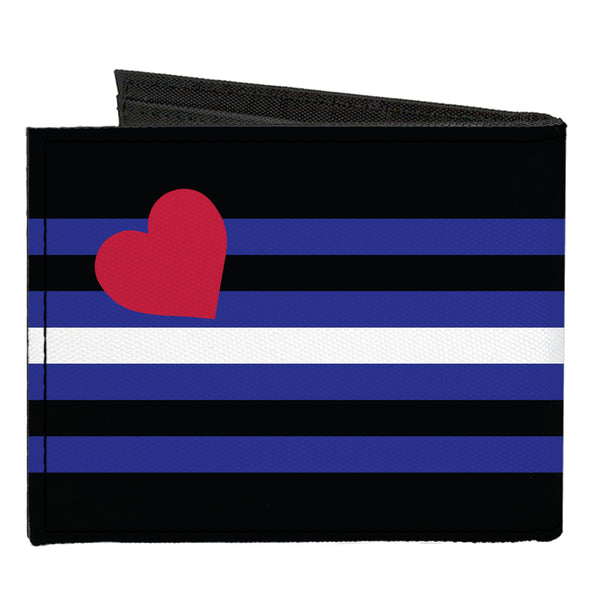 Buckle-Down Canvas Bi-Fold Wallet - Flag Leather Black Blue Red White