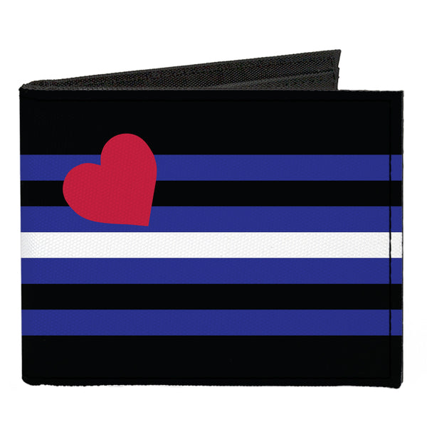 Buckle-Down Canvas Bi-Fold Wallet - Flag Leather Black Blue Red White