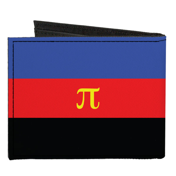 Buckle-Down Canvas Bi-Fold Wallet - Flag Polyamorous Pi Symbol Blue Red Black Yellow