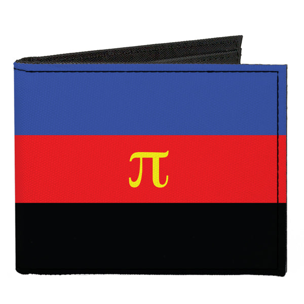 Buckle-Down Canvas Bi-Fold Wallet - Flag Polyamorous Pi Symbol Blue Red Black Yellow