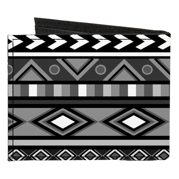 Buckle-Down Canvas Bi-Fold Wallet - Geometric5 Grays Black White