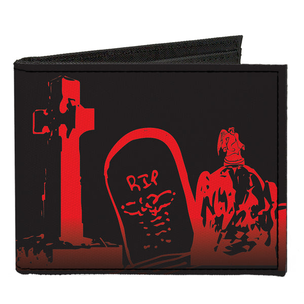 Buckle-Down Canvas Bi-Fold Wallet - Graveyard Black Red