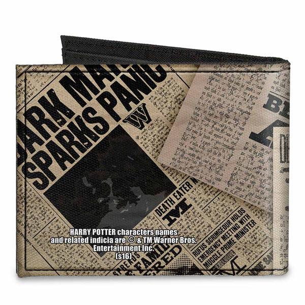Buckle-Down Canvas Bi-Fold Wallet - Harry Potter Newspaper Headlines UNDESIRABLE NO 1