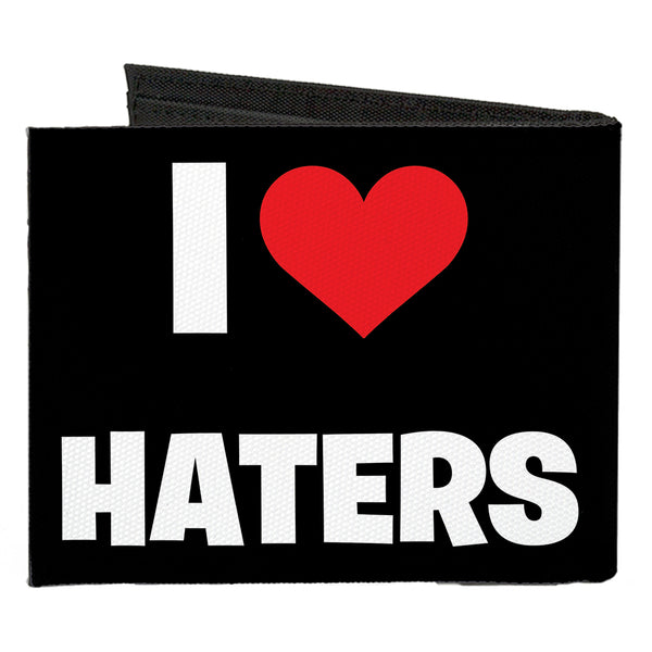Buckle-Down Canvas Bi-Fold Wallet - I Heart HATERS Black White Red