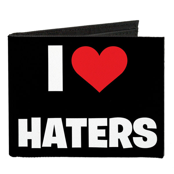 Buckle-Down Canvas Bi-Fold Wallet - I Heart HATERS Black White Red