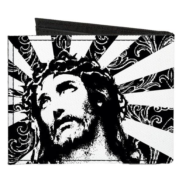 Buckle-Down Canvas Bi-Fold Wallet - Jesus Black White
