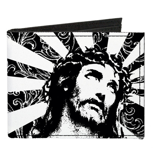 Buckle-Down Canvas Bi-Fold Wallet - Jesus Black White