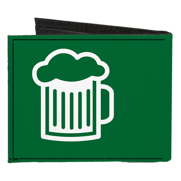 Buckle-Down Canvas Bi-Fold Wallet - KEEP CALM AND DRINK ON Beer Green White
