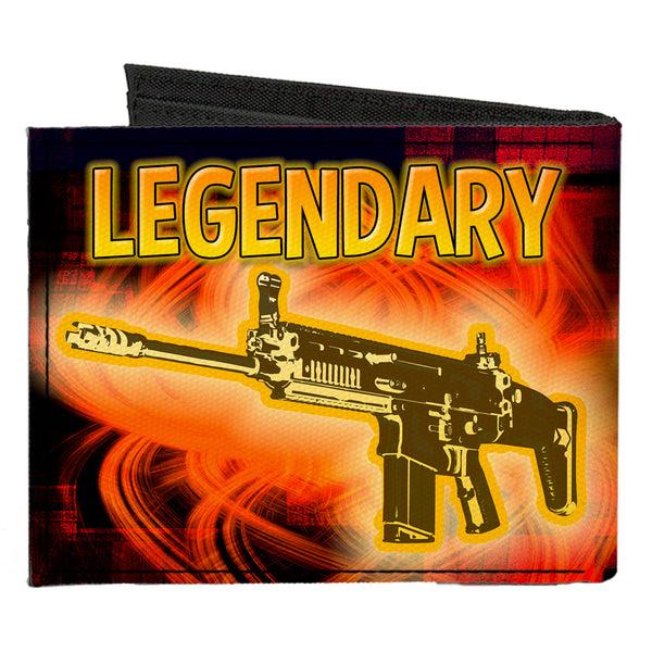 Buckle-Down Canvas Bi-Fold Wallet - LEGENDARY AR Flames Black Oranges Yellows