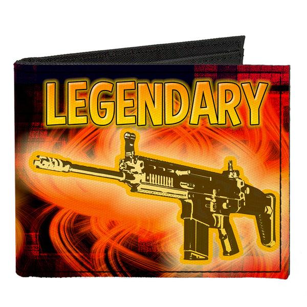 Buckle-Down Canvas Bi-Fold Wallet - LEGENDARY AR Flames Black Oranges Yellows