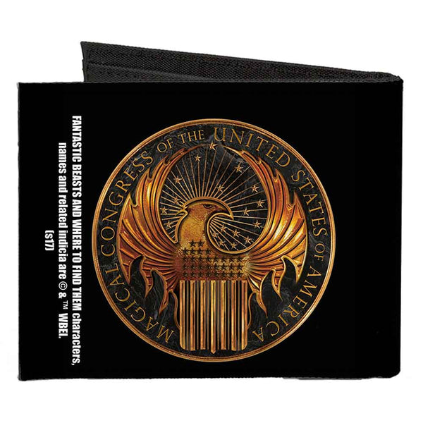 Buckle-Down Canvas Bi-Fold Wallet - MACUSA Seal Black Golds