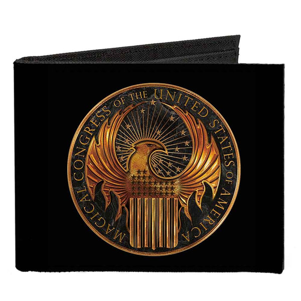 Buckle-Down Canvas Bi-Fold Wallet - MACUSA Seal Black Golds